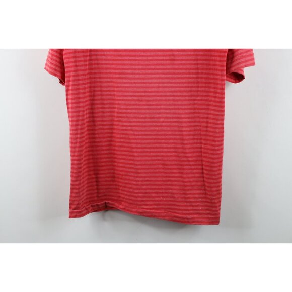 Vintage 90s Streetwear Mens Medium Faded Striped Short Sleeve T-Shirt Red Pink - Picture 3 of 13